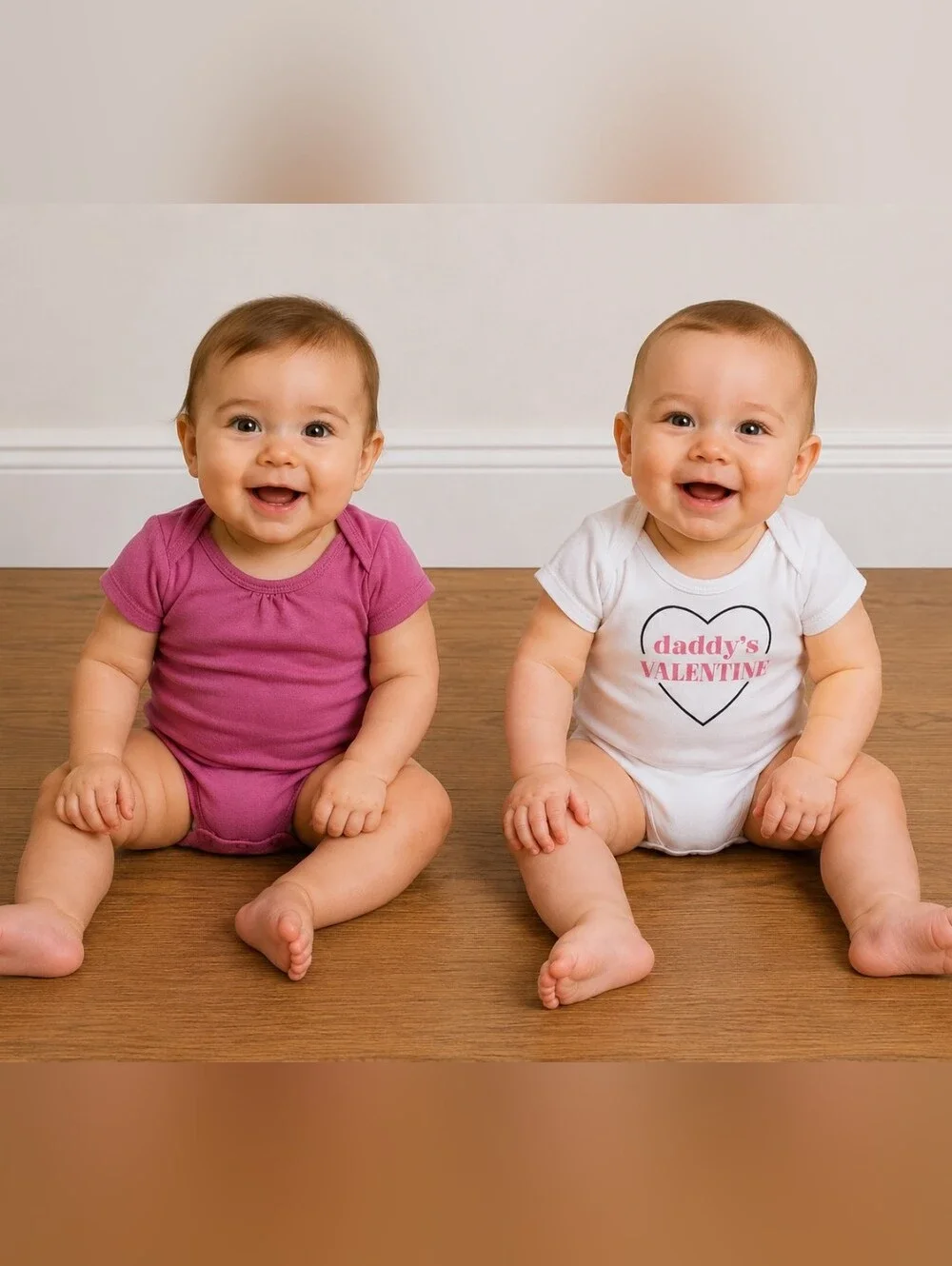 Daddy's Valentine White and Pink Baby Onesies